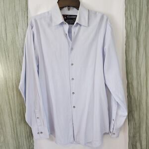 Classic Blue 100% Cotton Button Up Long Sleeve Men's Shirt Size L